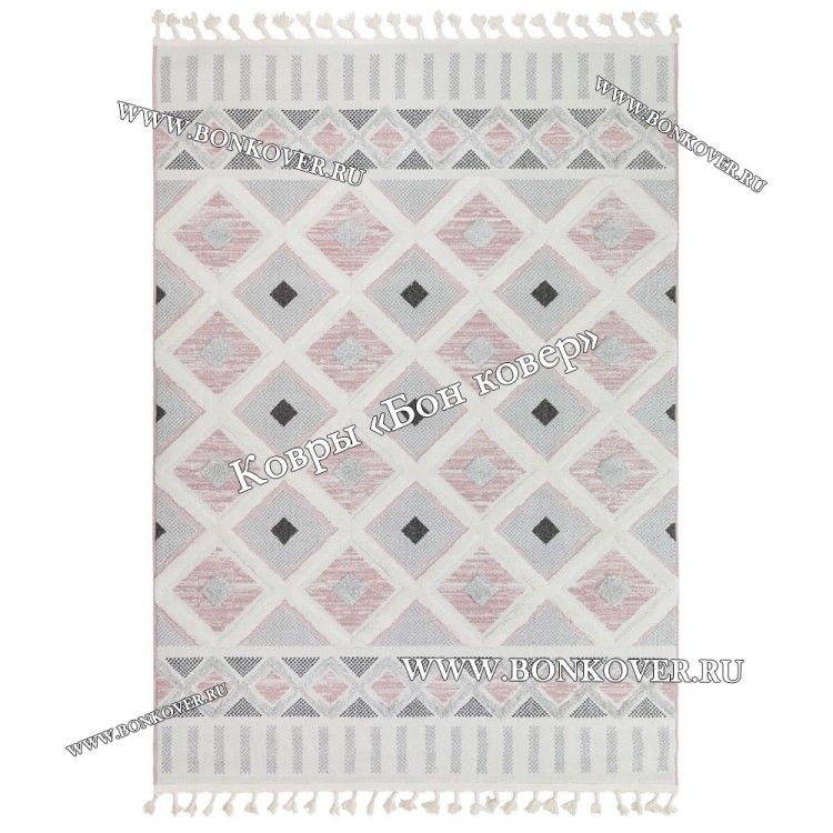 Турецкий Ковер Комфорт Дизайн 30084 Розовый с Белым