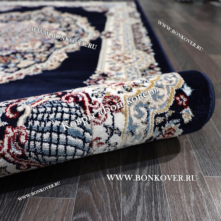 Турецкий Ковер Медальон дизайн 72 Синий Овальный