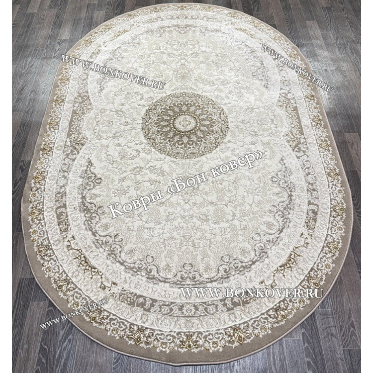 Турецкий Овальный Ковер Для Гостиной Арт 129 Бежево-Коричневый