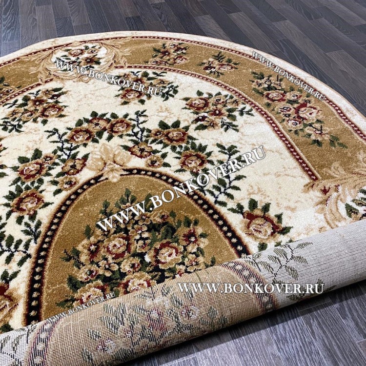 РОССИЙСКИЙ ЖАККАРДОВЫЙ КОВЕР БЕЖЕВЫЙ МЕДАЛЬОН ОВАЛЬНЫЙ